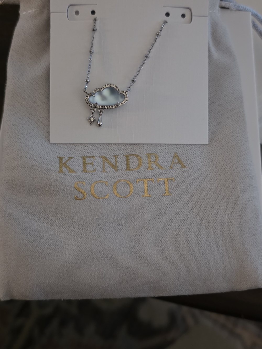 Kendra Scott Silver Cloud Pendant Necklace with Light Blue Stone